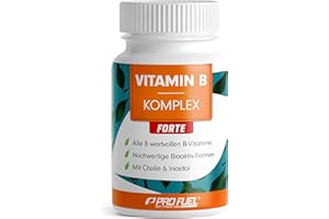 ‎PROFUEL Vitamin B Komplex hochdosiert - 180 Tabletten - alle 8 B-Vitamine (B1, B2, B3, B5, B6, B7, B9, B12) + Co-Faktoren Cholin & Myo-Inositol - laborgeprüft mit Zertifikat - vegan - Vorrat für 6 Monate