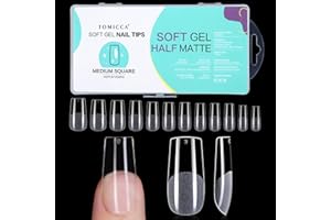 ‎TOMICCA TOMICCA Square Medium Nageltips-Tips für Gelnägel,Gel Full Cover Nail Tips, Pre-Shaped Halbmatt tips nägel Gelly Nagelspitzen für Acrylnägel-240 Pieces 12 Sizes