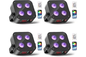 Oloaxolx 4er Akku LED par licht 4x18 W RGBWA UV 6-in-1 Wiederaufladbarer Bühnenlicht disco Uplights mit APP/DMX/Fernbedienung Kontrollmethoden LED par Scheinwerfer für DJ party Hochzeits Geburtstags