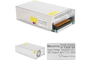MEISHILE 60V 20A 1200W LED Fuente de alimentación de conducción Fuente de alimentación conmutada El transformador de fuente de alimentación industrial CCTV 220VAC-DC60V Fuente de alimentación 1200 Watt