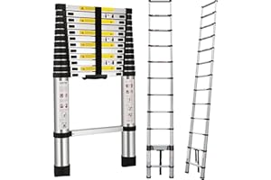 AUTOFATHER 5M Teleskopleiter, Aluleiter Klappleiter Mehrzweckleiter Rutschfester Ausziehleiter Ausziehbare Leiter Sprossenleiter Stehleiter Tragbar Leichte Leiter Schiebeleiter 150 kg Belastbarkeit