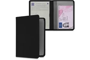 kwmobile Porte permis de Conduire Carte Grise avec Compartiments Cartes Passeport - Étui Portefeuille de Protection en Simili Nubuck Noir