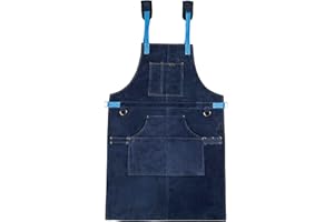 Charlie LONDON Cowhide Leather Tool Aprons-Heavy-Duty Leather Apron with 6 Tool Pockets, Heat-Resistant Welding Apron for Men & Women, Adjustable Size M to XXL-Ideal for Workshop Use