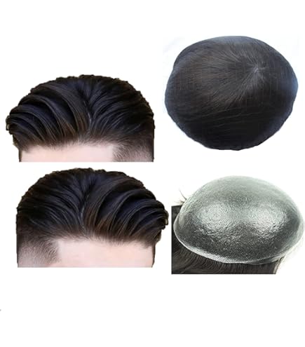Toupet Per Uomo Parrucche Per Capelli Umani Toupee European Virgin Human Hair Units Ricci Onda Uomo Parrucca Da Uomo Toupee Capelli Genuino Sistema Di Sostituzione Umano Per Uomo FPM Patch (8 X - Foto 2