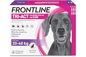 Frontline Triact, 6 Pipette, Cane L (20-40Kg), Antiparassitario Per Cani E Cuccioli Di Lunga Durata, Protegge Il Cane Da Pulci, Zecche, Zanzare, Pappataci E Leishmaniosi, Antipulci 6 Pipette