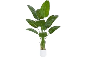 TXABL Bird of Paradise Artificial Plants Indoor 120 CM Fake Banana Leaf Plant Faux Floor Plants Tropical Tree in Pot Artificial Tree Fake Plant for Outdoor Modern Decor Home Living Room Office
