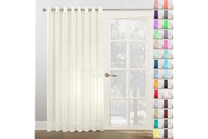 Megachest Woven Voile super wide metallic ring top Curtain 1 Panel (Ivory, 116" wide X 81" drop(W300cmX206cm))