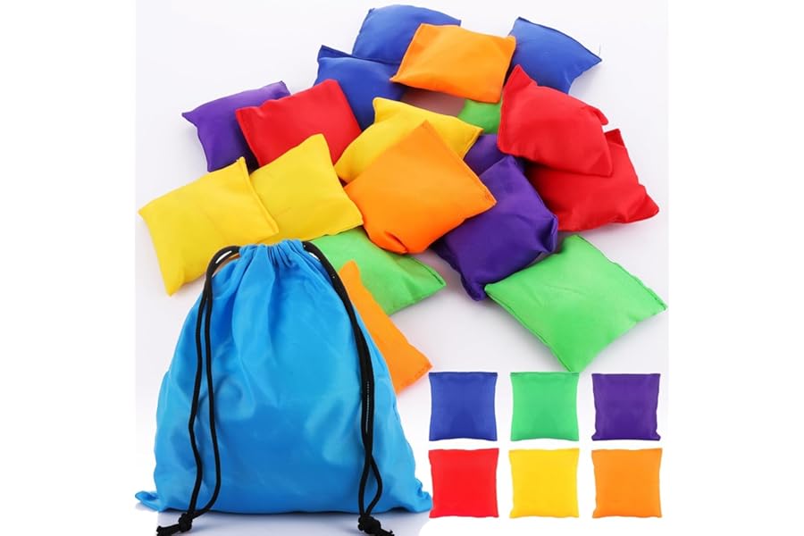 Multipack Bean Bags Kids Throwing Game Colorful Cornhole Bags Small Bean Bag Nylon Sack Tossing Game for Toddlers Indoor Outdoor Activities