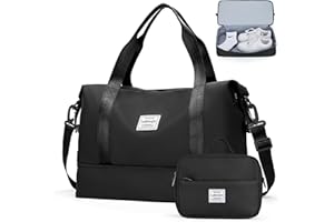 SEAFEW Reisetasche Damen Sporttasche Handgepäck Tasche Weekender Bag Schwimmtasche Wasserdicht Travel Bag Duffle Bag Fitnesstasche Trainingstasche Frauen für Reise Gym,J1-Schwarz