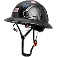 Aolamegs Safe Carbon Fiber Pattern Full Brim Hard Hat with Visor-OSHA Approved Construction Safety Helmet for Men Women,ANSI Z89.1 Vented Reflective Hardhat with Hard Hat Chin Strap,6-Point Suspension