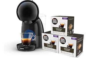 Krups Nescafé Dolce Gusto Piccolo XS KP1A08 Cafetière à capsules de 0,8 l, mode Eco, plateau 3 hauteurs, couleur noire, 3 packs café intense