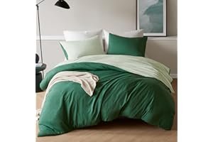 Degrees of Comfort Bettwäsche 135x200 4teilig salbeigrün hellgrün, bügelfrei Bettbezüge mit Reißverschluss - zweifarbiges Bettwäsche Set aus gebürsteter Mikrofaser, 2 Bettbezüge & 2 Kissenbezüge 80x80