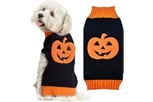 ABRRLO Halloween Dog Jumpers Pumpkin Sweater Dog Halloween Costumes Puppy Cat Turtleneck Knitwear Winter Warm Pet Clothes Funny Holiday Party Outfit Apparel for Small Midum Large Dogs(Black,M)
