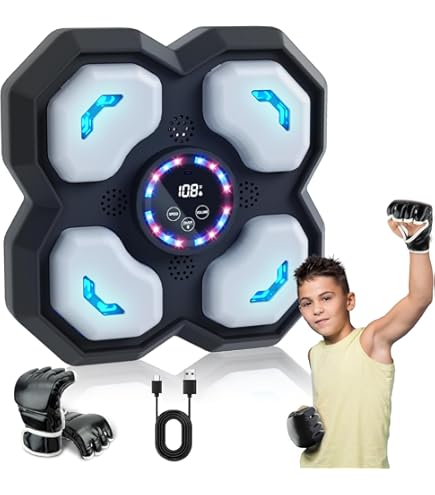 Music Boxing Machine Con Guantoni - Bluetooth, 3 Velocità, LED Per Allenamento - Foto 8