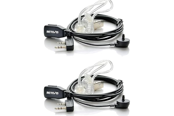 Retevis Talkie Walkie Oreillette Radio Oreillett Compatible avec BAOFENG JUCJET RT24 RT27 RT622 RT619 Tube Acoustique Transparent Oreillette Convient pour la sécurité, la compétition(2 Pcs)