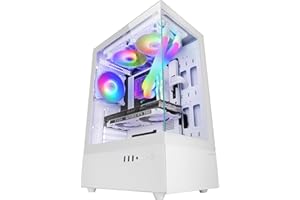 Mars Gaming MC-XO, Case Gaming ATX, Doppio Vetro Temperato Continuo a 90°, Ventola FRGB 12cm, Sistema di Raffreddamento SIDECOOL, Semitower Design a Doppia Camera, Ampia Capacità Interna, Bianco