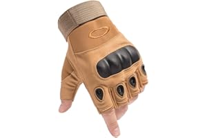 AXELENS Guanti Tattici Militari Uomo Moto Estivi Sportivi Bici Antiscivolo Senza Dita Mezze Dita Outdoor Protezione Nocche Imbottite MTB Antivento Leggeri Antitaglio