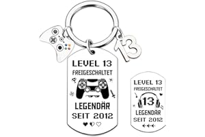 TASORAOR Geschenk 13. Geburtstag Junge Mädchen Schlüsselanhänger - 13 Gamer 2025 Coole Geburtstagsgeschenk, Lustige Edelstahl Geschenk