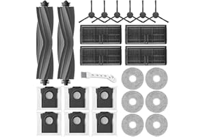 UPUPDAY Accessoires pour Dreame L10s Pro Ultra Heat/L10s Ultra Gen 2/L40 Ultra AE/X30 Ultra, pour Mova E30 Ultra, 2 Brosse Principale 6 Sacs à Poussière 4 Filtre 6 Serpillères 6 Brosses Latérale