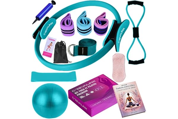Revalinx kit Pilates Maison, Ensemble Pilates Yoga Anneau de Pilates, Ballon de Yoga, Bandes de Résistance, Sangle, Chaussettes, Accessoires Pilates Femme, Pilates Reformer pour Sport à la Maison.