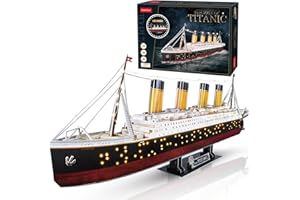 CubicFun Puzzle 3D Titanic - LED Grande Maquetas de Barcos Juguetes Souvenirs Regalos Originales para Adultos y Adolescentes, 266 Piezas