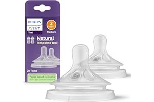 Philips Avent Natural Response Bottle Teat - 2 x Baby Bottle Flow 3 Teats for Newborn Babies, 1+ Months, BPA Free (Model SCY963/02)