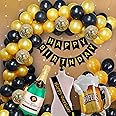 Party Propz Birthday Decoration Items for Girl - Pack of 52 Pcs | Black and Gold Balloons for Birthday Decoration | Happy Birthday Banner (Cardstock) | Birthday Decoration Items for Wife