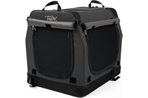 TrendPet TPX-Pro Lightweight Foldable Dog Crate with Aluminium Frame (Grey, L 110 x W 70 x H 75 cm)