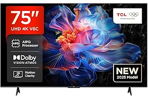 TCL 75V6C TV 75'' 4K UHD Smart LED TV, 4K HDR, Google TV con design senza bordi (Dolby Audio, Motion Clarity, compatibile con Google Assistant e Alexa)