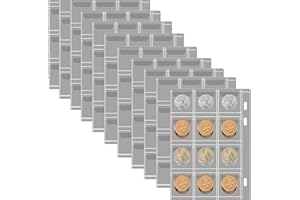 HNBTX Fundas para álbum de Monedas,Fundas para Monedas de Coleccion,colección de Billetes Bolsillos,Guardar Monedas Coleccion,(20 páginas 40mm*45mm=240 Bolsillos)