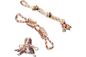 GENERIC 7WUNDERBAR Juguetes Masticables para Perros de 2 Piezas - Cuerdas con 3 Nudos de 55 cm para Razas Medianas y Pequeñas