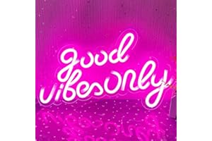 YUEYYNS Rosa Good Vibes neonowy szyld LED, neonowe światło, dekoracja, akrylowa, świecąca szyld, neonowe światło do sypialni, na ścianę, do baru, na imprezę, dekoracja