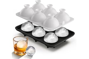 Foonii Moule à glaçons rond en silicone avec couvercle - Grand bac à glaçons rond - Pour whisky, cocktails, jus, chocolat