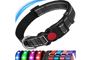 ATETEO Dog Collar, Reflective Adjustable Basic Dog Collar with Soft Neoprene Padding, Durable Nylon Pet Collars for Puppy Small Medium Large Dogs, Black, S: 9-14.2 inch