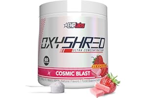 EHP LABS EHPlabs OxyShred Thermogenic Pre Workout Powder & Shredding Supplement - Clinically Proven Pre Workout Powder with L Glutamine & Acetyl L Carnitine, Energy Boost Drink - Cosmic Blast, 60 Servings