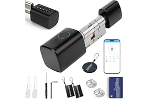 VEXNOOK Elektronisch Türschloss Fingerabdruck – Smart Lock mit Verstellbarer Schließzylinder 60-90mm, Haustürschloss mit Fingerabdruck, Passwort, RFID, Bluetooth, Schlüssel, Unterstützen App Fernbedienung