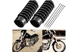 KATUR 220 MM Motorrad Schwarz gabelstiefel Schutz Staubschutz Motorrad Universal Gummi Vordergabel Schmutzabdeckung Fahrer Vordergabel Stoßdämpfer Set (2er Pack)