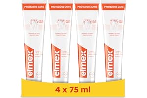 Elmex Protección Caries Pasta de Dientes con Fluoruro de Amina | Pack 4 Uds x 75ml | Protege contra la Caries | Dentífrico que Fortalece el Esmalte | Protección Superior de los Dientes