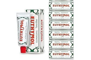 ‎EUTHYMOL Oryginalna pasta do zębów Euthymol 75 ml x 6, krem do zębów bez fluorku, anty-plaque, antybakteryjna, ochrona próchnic, świeża mięta, codzienna pielęgnacja zębów, czystość zębów i dziąseł