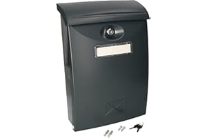 KOTARBAU® Buzón Exterior de plástico, Buzón Antracita 235 x 90 x 340 mm, Buzón de Pared, Buzón con 2 Llaves, Tornillos incluidos, Buzón Correos Exterior, Buzon plástico con Placa para Nombre