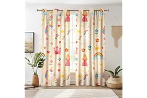 NETMEO Tende per Camera dei Bambini con Motivo Unicorno, 2 Pannelli | Tende Oscuranti Arcobaleno Colorate con Motivo Cartoon | Decorazione per Finestra per Cameretta delle Bambole e Ragazze