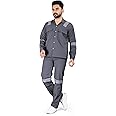 AREEVANZ Men's Reguler Fit Cotton Industrial Work wear Coveralls Shirt and Pant with Two Inch Reflective Tape