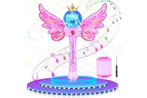 Ulikey Machine à Bulles Baguette Magique de Fée, Bulles de Savon Enfant, Jouet Pistolet Bulles avec Musique et Lumières, Jeux Bulles Bubble Portable pour Les Filles