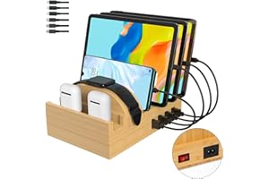 ALLTRIPAL Ladestation für mehrere Geräte, Handy Ladestation 50W USB Ladegerät Schnelles Charger Organizer Kompatibel mit Handy Drahtloser Ladeständer