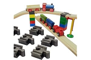 ULROAD Connettori per binari in legno, adatti per pietre Duplo, compatibili con Thomas – Brio – Ikea, binari in legno Duplostein ponte (10 pezzi)