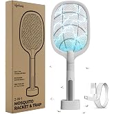 Lifelong 2 in1 Electric Mosquito Racket | 2X Quick Charging | Fly Swatter with a Base Stand | UV Light & Base Type-C Charging