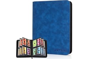 MewVeer Top Loader Álbum Cartas, Album de Carta, Capacidad para 112 Top Loaders 4-Bolsillo, Carpeta Cargadores Superiores Card Binder para Tarjeta YGO, Azul zafiro (No para cartas SIN un Top Loader)
