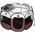 Dotala PET Portable Foldable Pet Dog Cat Playpen Crates Kennel/Premium 600D Oxford Cloth,Removable Zipper Top, Indoor and Outdoor Use (Brown)