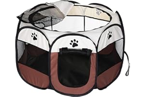 Dotala PET Portable Foldable Pet Dog Cat Playpen Crates Kennel/Premium 600D Oxford Cloth,Removable Zipper Top, Indoor and Outdoor Use (Brown)