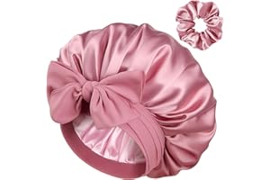 YANIBEST Satin Seide Haube für schlafende Frauen, Double Layer Hair Bonnet mit elastischem Bindeband für lockiges Naturhaar